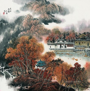 Cao renrong Suzhou Park en otoño chino antiguo Pinturas al óleo